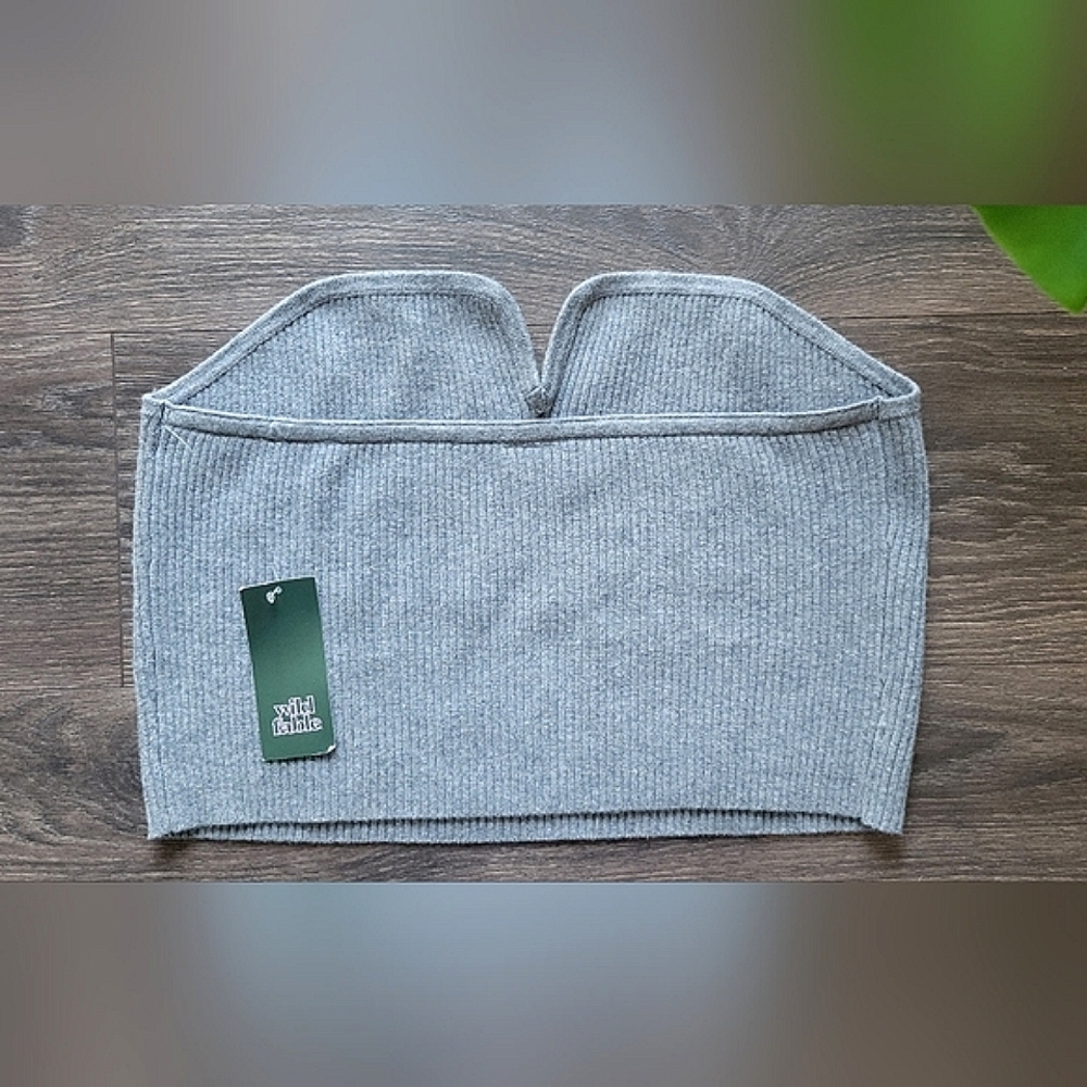 Wild Fable Gray Ribbed Top - Picture 2 of 3